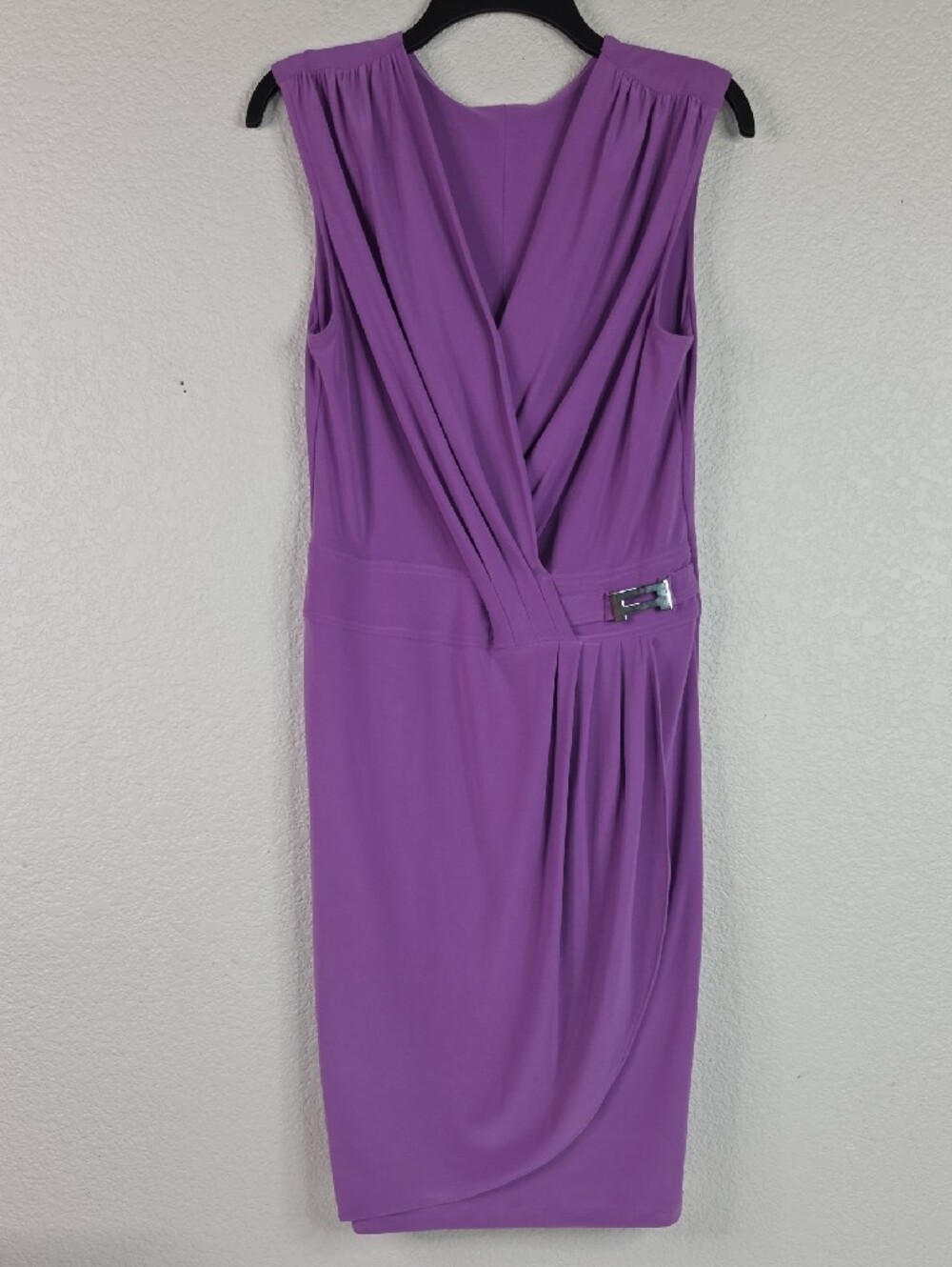 QUIZ Purple Midi Dress with Silver Buckle Accent